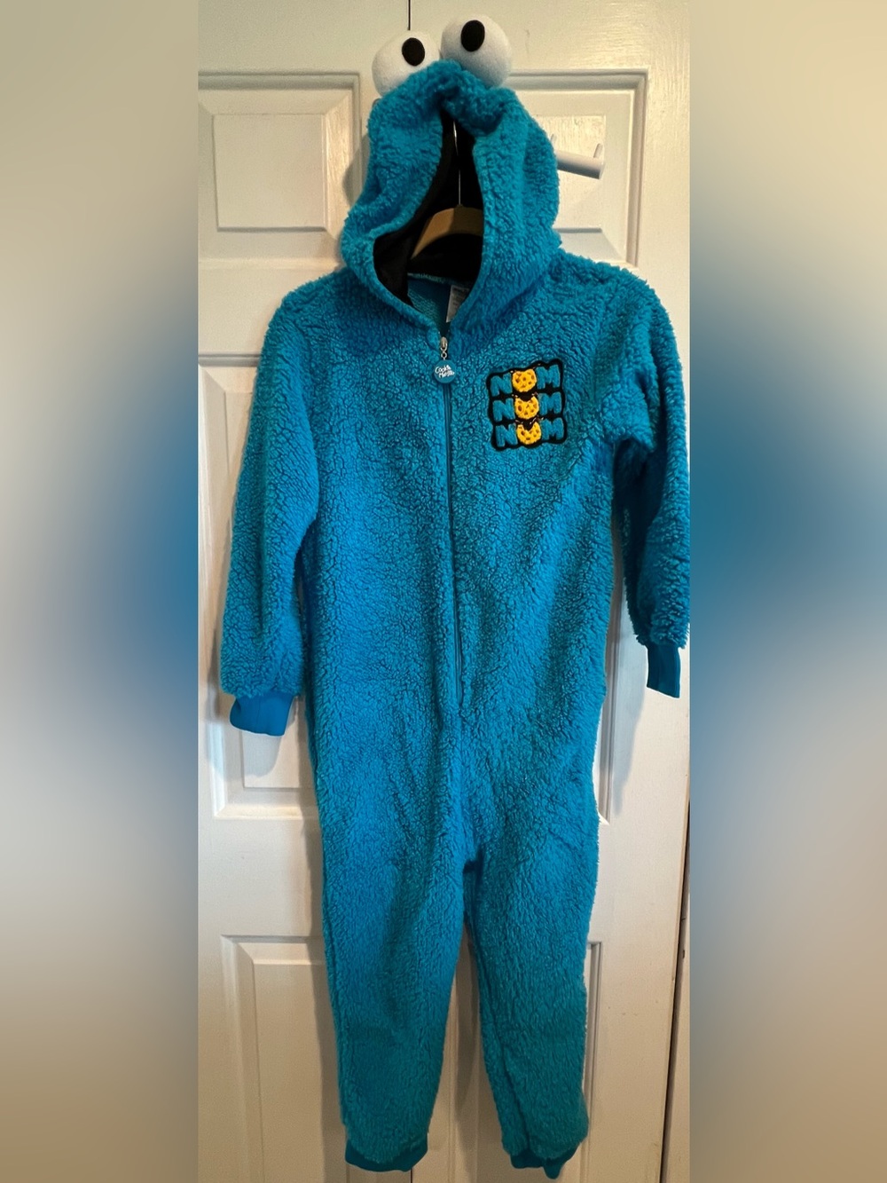 Cookie 🍪 Monster-  One-Piece Zip Up Costume w Patch & Hood w Eyes, Pajamas